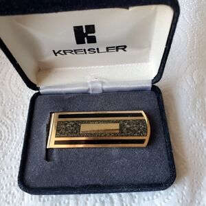 Vintage Kreisler Black and Gold Tone Money Clip in case.